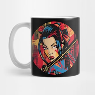 Pop Art Samurai Girl Japanese Woman Mug